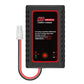NiMH battery charger, black case with red charging display and indicator light
