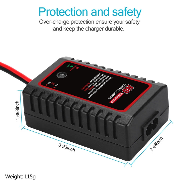 NiMH battery charger back side, black housing with ventilation vents and input socket