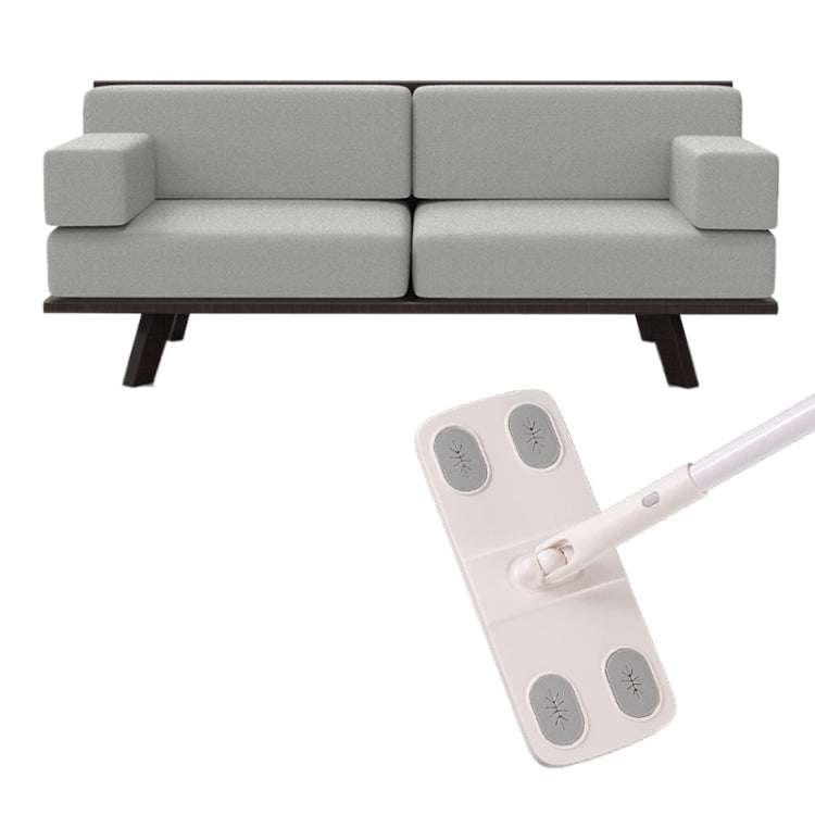 Small flat dust removal mop head with removable pad and white handle