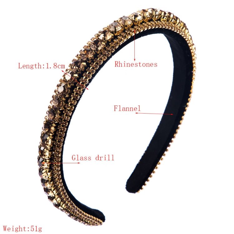 Black velvet rhinestone headband with gold glass-drill trim