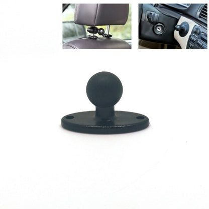 Black ball-head phone bracket adapter with round mounting base and two screw holes