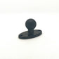 Black ball-head bracket adapter with round base plate and visible mounting holes