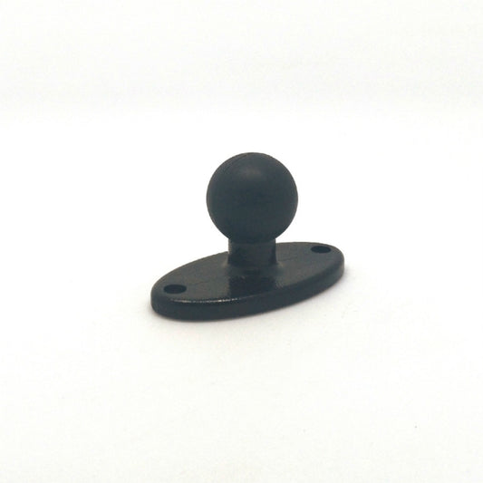 Black ball-head bracket adapter with round base plate and visible mounting holes