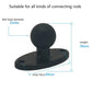 Black ball-head bracket adapter with round base plate and two side mounting holes