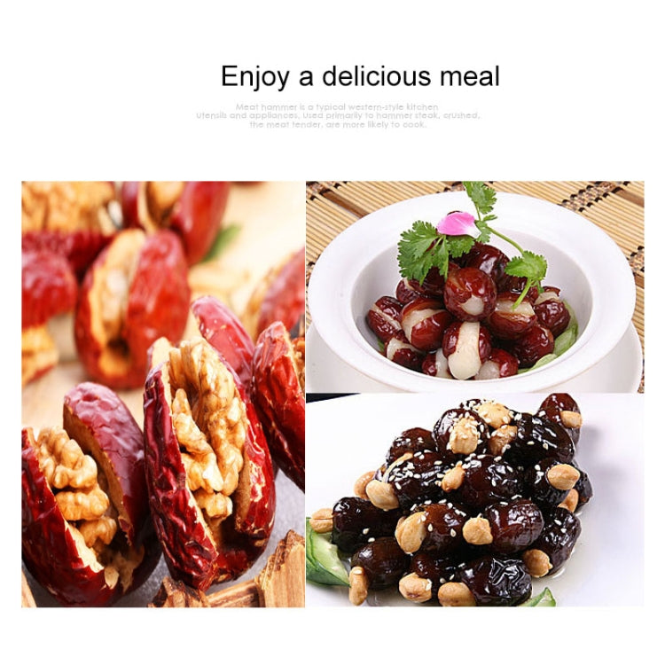 Bowls of pitted dates served with toppings and garnish