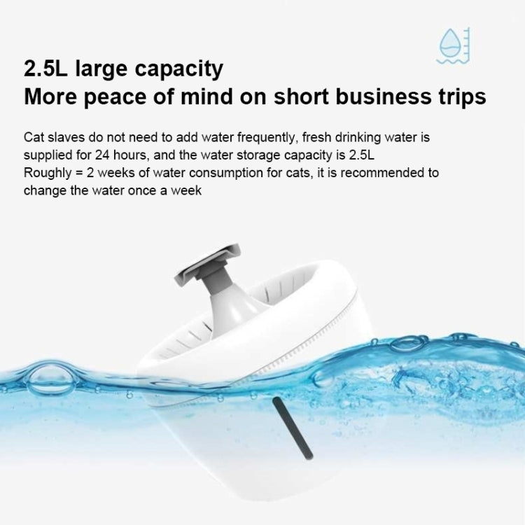 White electric pet water dispenser with side water flow and angled pump outlet