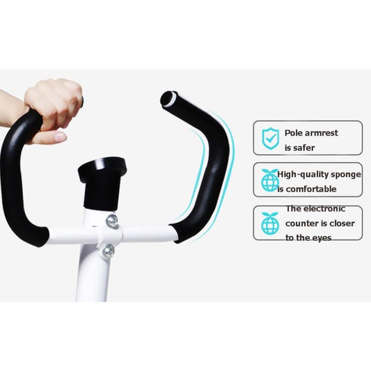Hydraulic stepper handlebar with black foam grips on white frame