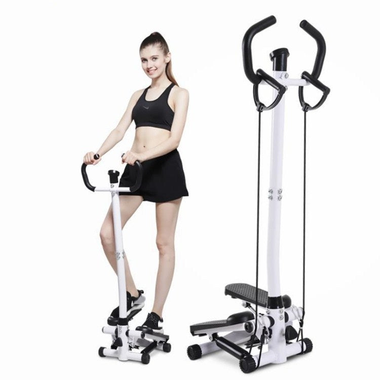 Hydraulic stepper with curved armrests and non-slip base, full view