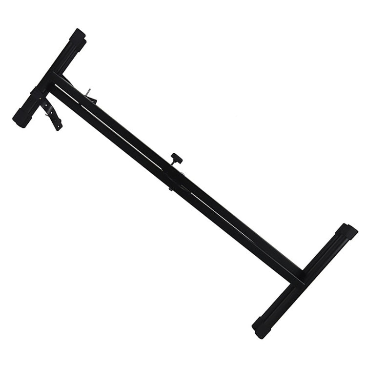 Black X-shaped organ stand with long base rails and locking brackets
