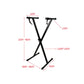 Black X-shaped organ stand with stable base legs and height adjustment