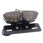 Motorcycle LED tail light, black base with dual clear amber lamp sections and mounting plate