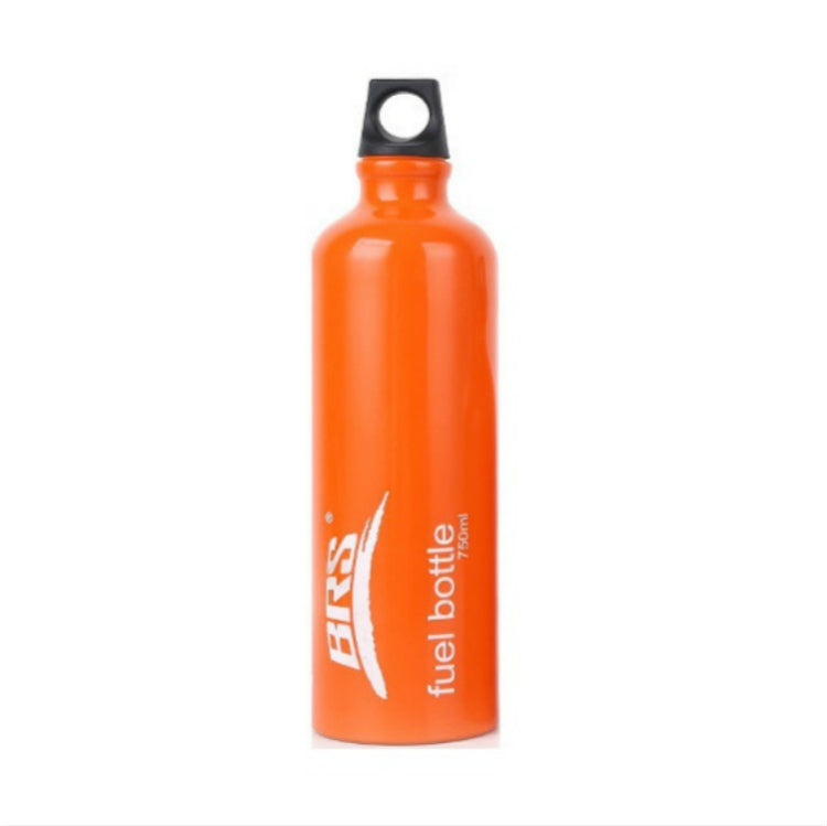 Orange portable fuel bottle with black screw cap and carry handle loop.