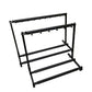 Foldable metal guitar display stand frame with two tiers of padded peg rails