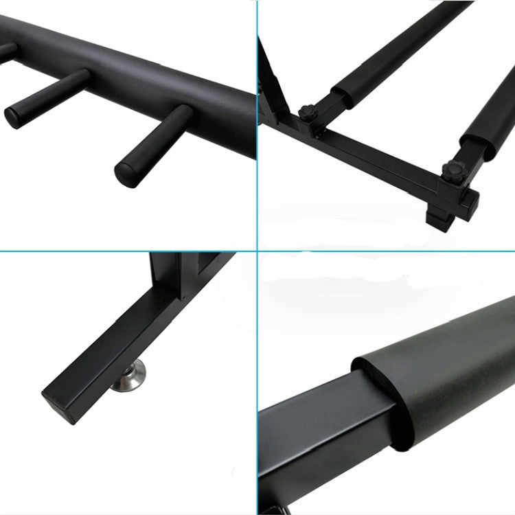 Foldable metal guitar stand joint, foot, and support bar close-up