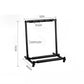 Foldable metal guitar display stand with size dimensions shown