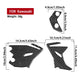 Motorcycle footrest decoration sticker set, black carbon-fiber pieces with measurement diagram