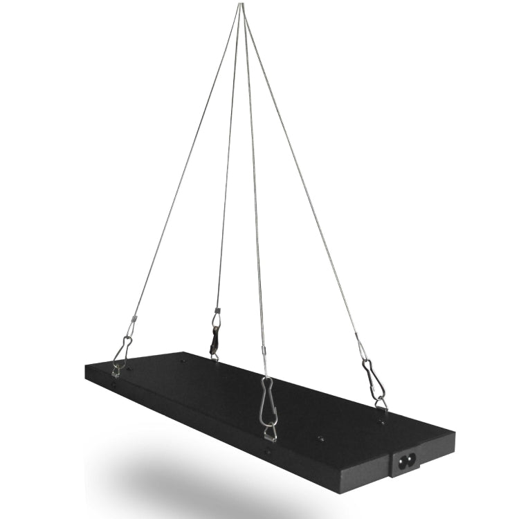 Ultra-thin plant growth light with hanging cords and hooks, black rectangular fixture