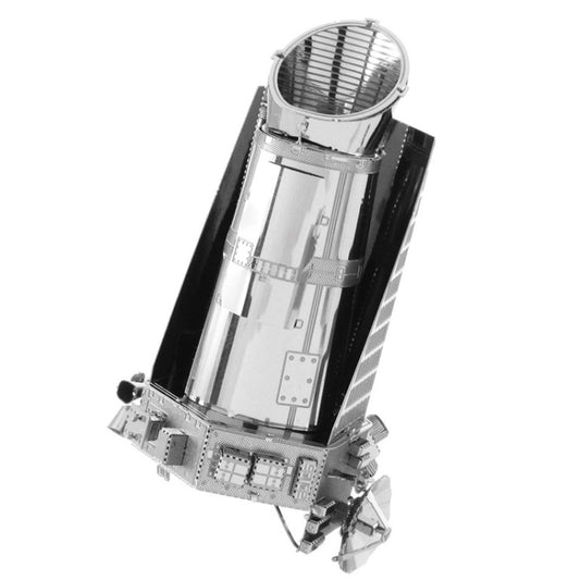 3D metal Kepler Telescope model puzzle in chrome and black