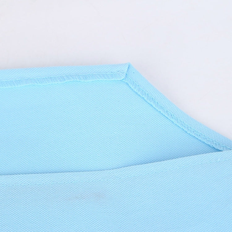 Blue fabric hammock pad with stitched edge for window hanging cat bed