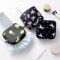 Assorted square zip sanitary napkin storage pouches with floral and animal prints