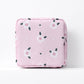 Pink flower-and-bunny print square zip pouch sanitary napkin storage bag