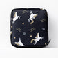 Thickened travel sanitary napkin storage bag, black with unicorn and cat print