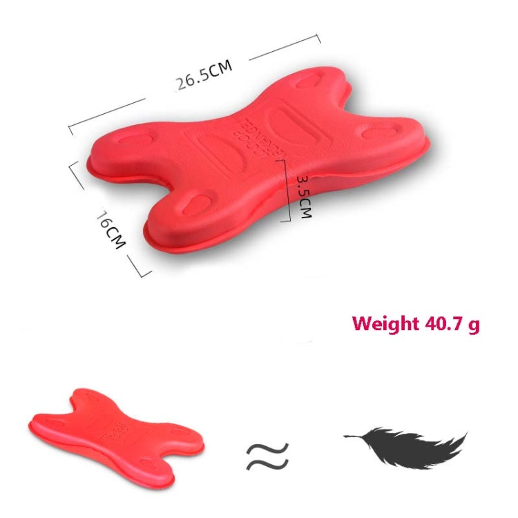 Red neck stretching massager pillow with dimension markers and lightweight design