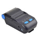Black portable thermal receipt printer with open paper lid and blue control buttons
