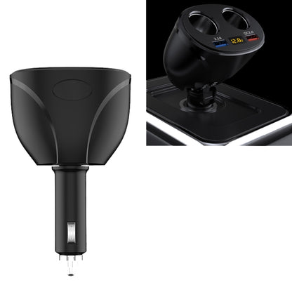 Black dual-USB car cigarette lighter charger with QC 3.0 ports