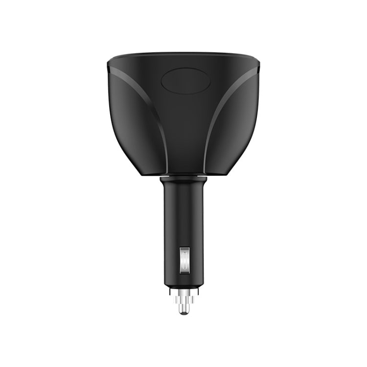 Black dual-USB car cigarette lighter charger with built-in metal plug