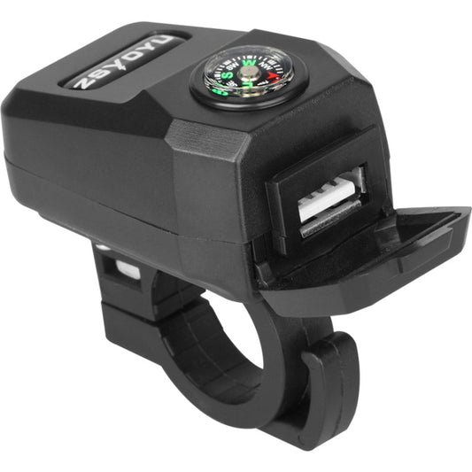 ZSYOYU USB car charger with clamp bracket and circular dial, black