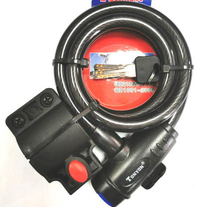 TONYON TY588 bicycle wire ring lock with key and black lock frame