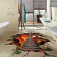 3D flame mountain cable bridge floor sticker with flame colors and raised bridge details