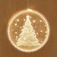Hanging round LED Christmas light with detailed Christmas tree pattern