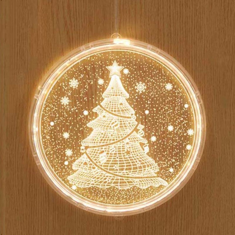 Hanging round LED Christmas light with detailed Christmas tree pattern