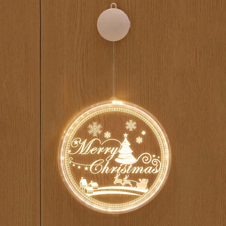 Hanging LED light decoration reading "Merry Christmas" with village scene