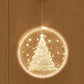 Hanging LED light decoration with lit Christmas tree and starry glitter dots