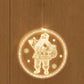 Hanging LED light decoration with 3D Santa holding a sack and snowflakes