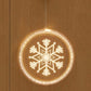 Hanging LED light decoration with large glowing snowflake pattern