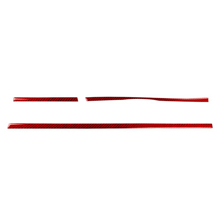 Dashboard trim sticker set for Volkswagen CC, left-hand drive; 3-piece red accent carbon fiber strips