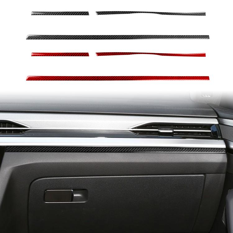Dashboard trim sticker set for Volkswagen CC, left-hand drive; black and red accent 3-piece strips