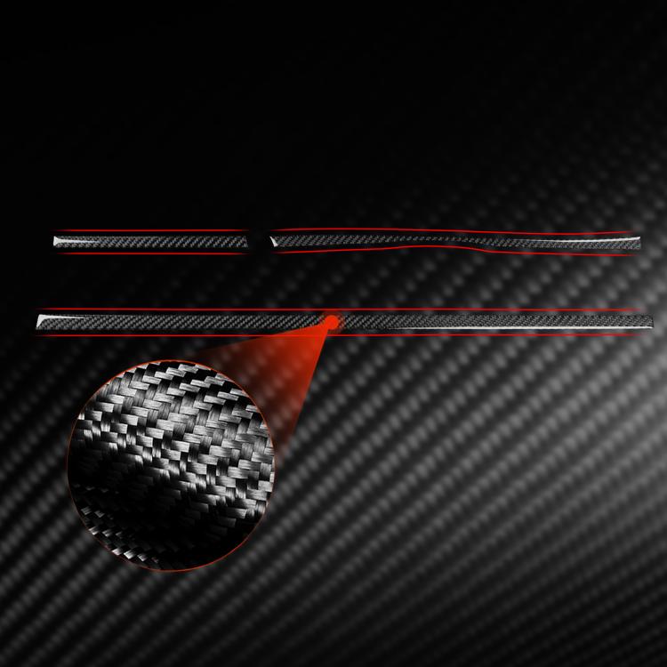 Dashboard trim sticker set with carbon fiber texture and red accent strip details
