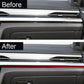 Dashboard trim sticker set installed on car dashboard, black strips with red accent