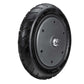 Pneumatic scooter tire wheel with metal hub on black motor plate and tread