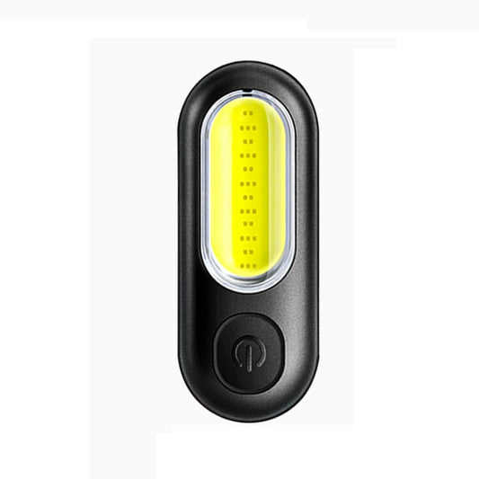 Black oval bike tail light with rear LED window and round power button