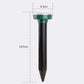Solar mouse repeller stake with size dimensions; green solar cap and black body