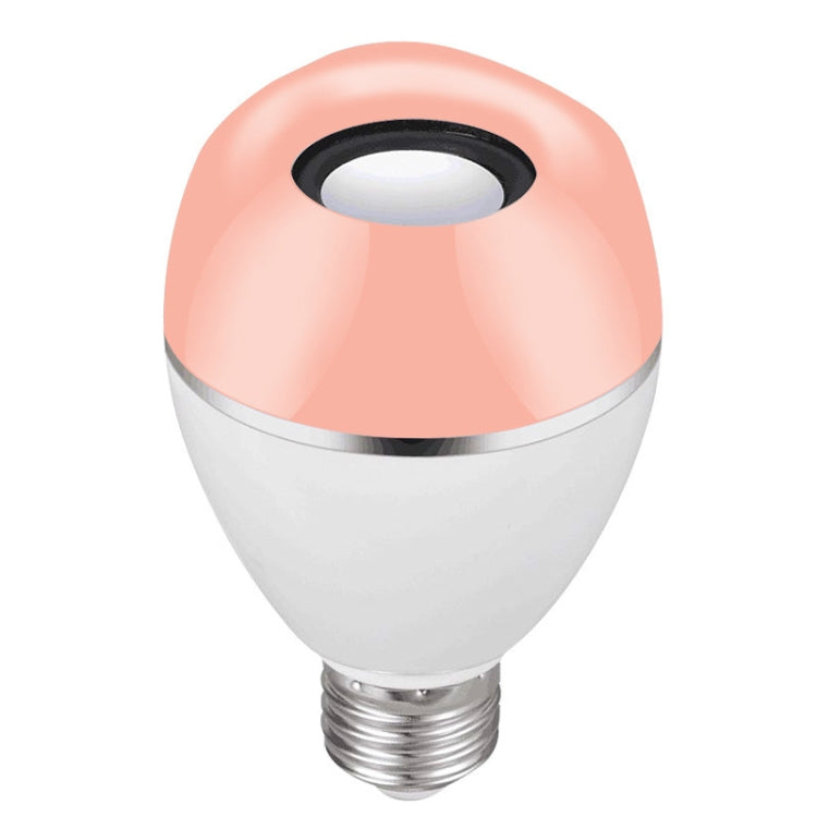 Smart LED music bulb with pink top and white body, E27 screw base