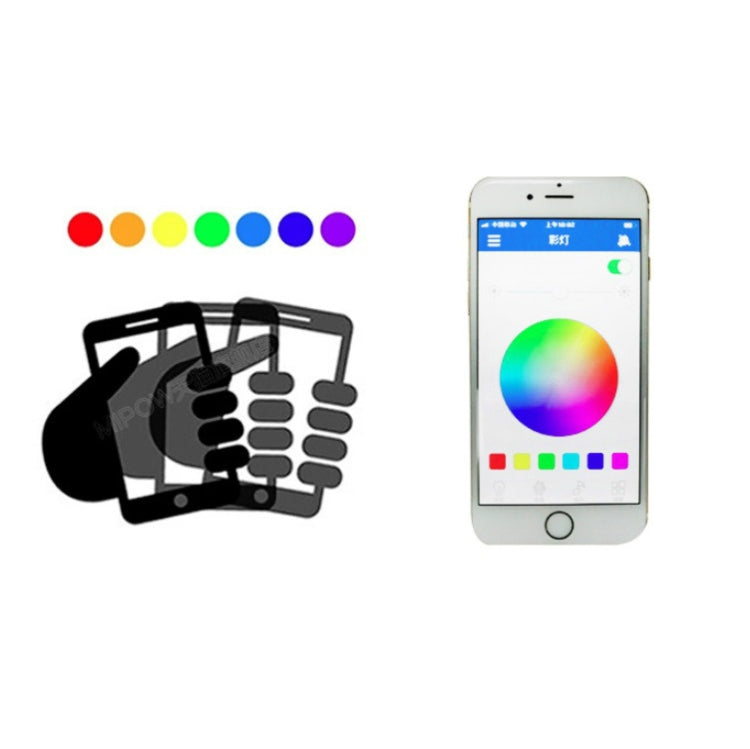 Smart LED music bulb app control with selectable color palette on smartphone