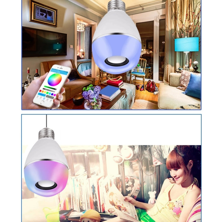 Smart LED music bulb with rainbow light effect, controlled by smartphone app
