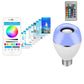 Smart LED music bulb with blue dome, controlled by phone app and color remote